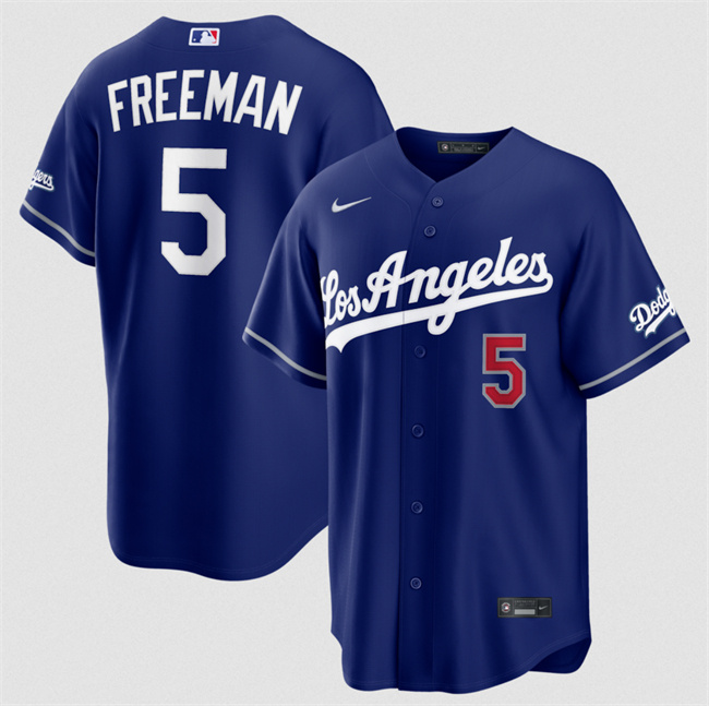 Men's Royal Los Angeles Dodgers #5 Freddie Freeman Alternate Stadium Stitched Baseball Jersey